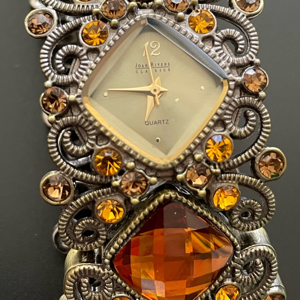 Joan Rivers stretch, Amber coloured Rhinestone watch/bracelet.